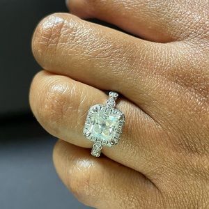 Vintage 2ct Princess Cut Moissanite Sterling Silver Ring